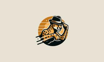 Gepard Laufen tragen Hut Vektor Maskottchen Design