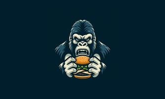 gorillor äta burger vektor illustration maskot design