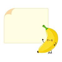 süß komisch Banane Poster Charakter. Vektor Hand gezeichnet Karikatur kawaii Charakter Illustration. isoliert Weiß Hintergrund. Banane Poster