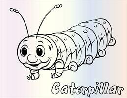 caterpillar målarbok för barn vektor