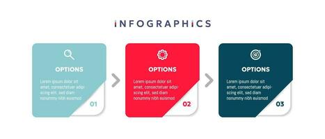modern Geschäft Infografik Vorlage mit 3 Optionen oder Schritt Symbole. vektor