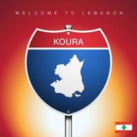 das stadtetikett und die karte des libanon im stil der amerikanischen zeichen vektor