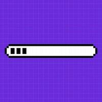 Pixel Rahmen auf ein hell lila Hintergrund. Wird geladen Bar, 8 Bit retro Spiel Stil Illustration, Regler, Wird geladen Verfahren. vektor