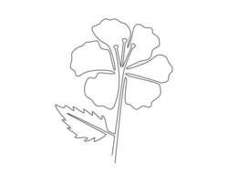 kontinuierlich einer Linie Zeichnung von Hibiskus Blume. Vektor Illustration