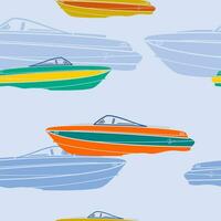 editierbar verschiedene Farben Seite Aussicht amerikanisch Bowrider Boote auf Wasser Vektor Illustration wie nahtlos Muster zum Erstellen Hintergrund von Transport oder Erholung verbunden Design