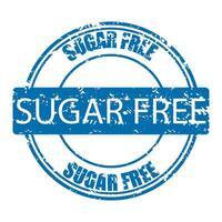Zucker kostenlos Gummi Briefmarke zum zuckerfrei Produkt. Süßigkeiten Zucker kostenlos zum Diabetes, Vektor Illustration