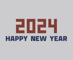 Lycklig ny år 2024 abstrakt rödbrun och blå grafisk design vektor logotyp symbol illustration med grå bakgrund