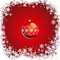 Weihnachtsabbildung mit roter Kugel und Schneeflocken vektor