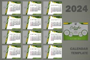 vektor skrivbord kalender 2024 grön Färg mall