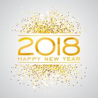 2018 Gott nytt år bakgrunds illustration med Gold Glitter Typograph Number. Vector Holiday Design för Premium Greeting Card, Party Invitation eller Promo Banner.