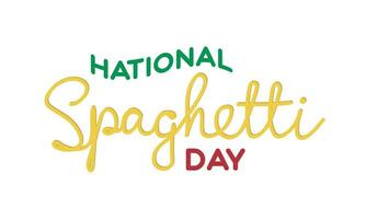 National Spaghetti Tag Text Banner. Handschrift Text mit Spaghetti vektor