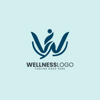 wellness företag logotyp design med w form, w brev logotyp design vektor