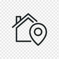 svart Karta pekare med hus ikon vektor