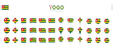 stor samling av Togo flaggor av olika former och effekter. vektor