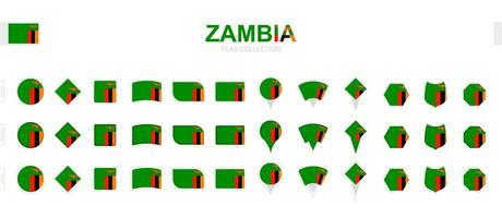 groß Sammlung von Sambia Flaggen von verschiedene Formen und Auswirkungen. vektor