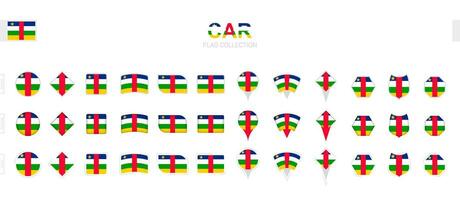 stor samling av central afrikansk republik flaggor av olika former och effekter. vektor