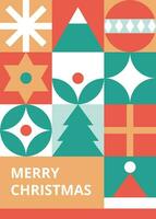 bauhaus-stil jul vykort med trendig färgad mosaik- textur. geometrisk sömlös mönster med vinter- element. jul dekoration i scandinavian stil. Lycklig högtider kort. ny år textur. vektor