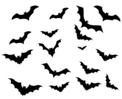 Fledermäuse schwarze Objekte Vektor Zeichen Symbole Illustration mit weißem Hintergrund