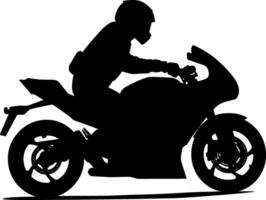 Motorrad Fahrer Seite Aussicht Silhouette isoliert Vektor Illustration. ai generiert Illustration.