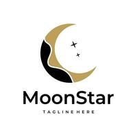 Mond und Star Logo Vektor einfach Illustration Vorlage Symbol Grafik Design