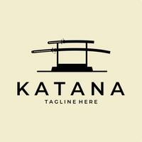 Samurai Katana Jahrgang Logo Vektor Jahrgang Illustration Design
