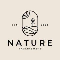 Natur Landschaft minimal Abzeichen Logo Linie Kunst Vektor Grafik Design Illustration