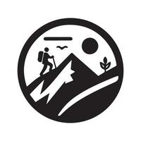 geometrisch einfarbig Illustration Logo von Berg Wandern vektor