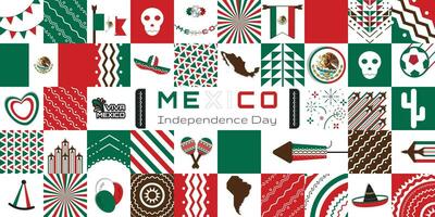 Lycklig oberoende dag av Mexiko, illustration geometri bakgrund design, baner, social media mall vektor