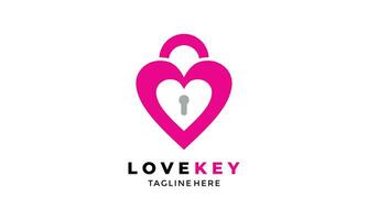 romantisch Rosa Liebe Schlüssel Herz Logo Schutz Sicherheit Privatsphäre gesund Konzept einzigartig einfach Design vektor