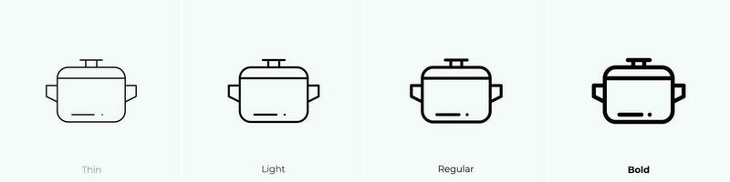 pott ikon. tunn, ljus, regelbunden och djärv stil design isolerat på vit bakgrund vektor