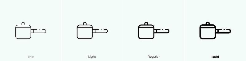 Topf Symbol. dünn, Licht, regulär und Fett gedruckt Stil Design isoliert auf Weiß Hintergrund vektor