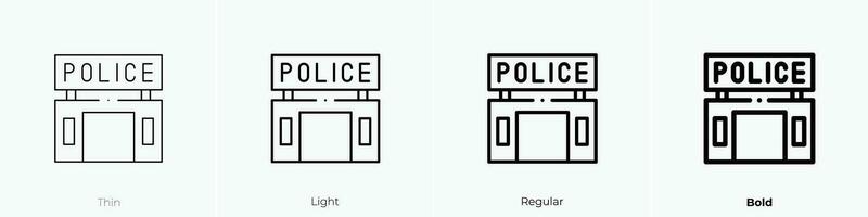 Polizei Bahnhof Symbol. dünn, Licht, regulär und Fett gedruckt Stil Design isoliert auf Weiß Hintergrund vektor