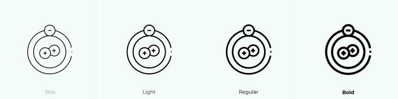 positiv Ion Symbol. dünn, Licht, regulär und Fett gedruckt Stil Design isoliert auf Weiß Hintergrund vektor
