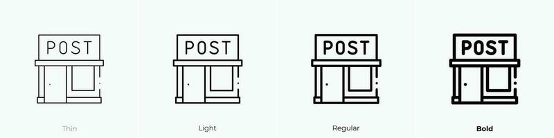 Post Büro Symbol. dünn, Licht, regulär und Fett gedruckt Stil Design isoliert auf Weiß Hintergrund vektor