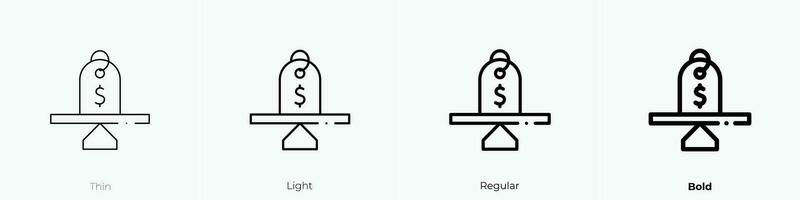 Preis Symbol. dünn, Licht, regulär und Fett gedruckt Stil Design isoliert auf Weiß Hintergrund vektor