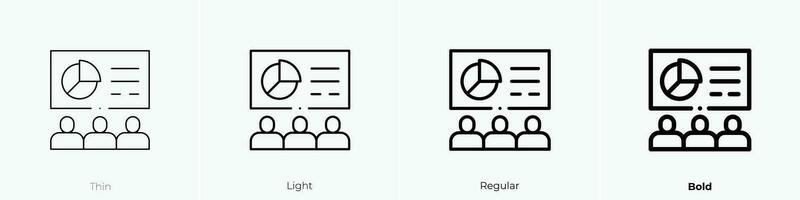 Präsentation Symbol. dünn, Licht, regulär und Fett gedruckt Stil Design isoliert auf Weiß Hintergrund vektor