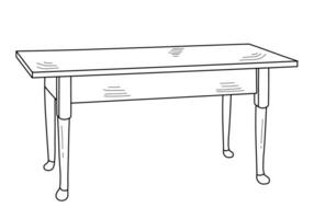 skiss av en tabell, skrivbord, diet tabell, skrivbord, kök tabell. bit av möbel. möbel för sovrum, studie, levande rum, kök vektor