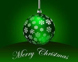 ljus grön jul boll med snöflingor. 3d illustration, vykort, vektor