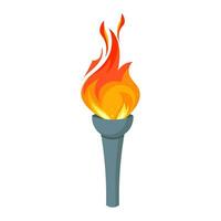 Fackel. Verbrennung Fackel Flamme, Symbol. Symbol von Relais Wettrennen, Wettbewerb Sieg, Champion oder Gewinner. Vektor
