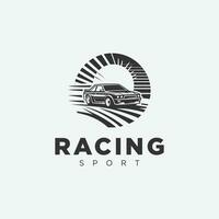 Auto Rennen Logo Design, im einfarbig Stil, schwarz und Weiß vektor