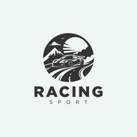 Auto Rennen Logo Design, im einfarbig Stil, schwarz und Weiß vektor
