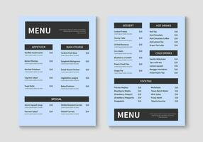 modern restaurang meny mall. mat och dryck meny layout design. vektor illustration