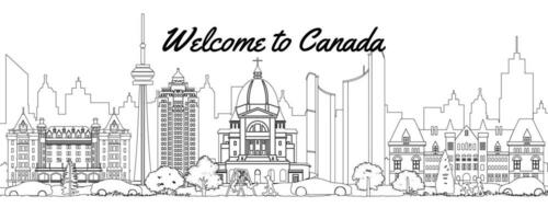 Kanada berühmt Sehenswürdigkeiten im Situation von Innenstadt durch Silhouette Stil vektor