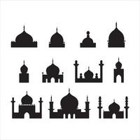 ein schwarz Silhouette Moschee Symbol einstellen vektor