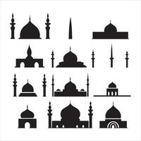 ein schwarz Silhouette Moschee Symbol einstellen vektor