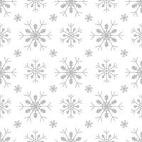 sömlöst mönster med silver snöflingor på vit bakgrund. festlig vinter traditionell dekoration för nyår, jul, helgdagar och design. prydnad av enkel linje upprepa snöflinga vektor