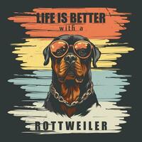 retro rottweiler hund årgång tshirt design vektor