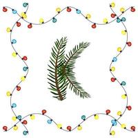 bokstaven k från gröna julgransgrenar. festligt teckensnitt och ram från krans, symbol för gott nytt år och jul, tecken från alfabetet vektor