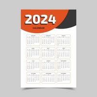 2024 Kalender ich 2024 Kalender zum Büro vektor