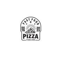 pizza årgång bricka logotyp design vektor mall